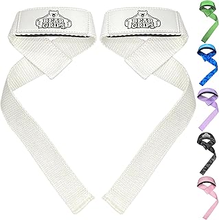 Bear Grips Lifting Straps With Padded Wrist Straps For Weight Lifting. Heavy Duty Deadlift Straps, Voted Best Workout Straps. With Added Grip On Strap. Fits All Wrist Sizes, Men & Women