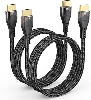 كيبل HDMI 8K بطول 3 قدم من ديووير، كيبل HDMI 48Gbps الى HDMI 2.1 فائق السرعة 8K@60Hz و4K@120Hz وeARC وHDR10 وHDCP2.2 و2.3 مغطى بالنايلون لاجهزة PS5/PS4 والشاشة والتلفزيون HD واللابتوب والكمبيوتر (3.3