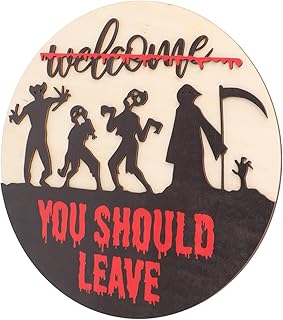 Nurnesy Halloween Welcome Sign for Front Door Halloween Horror Welcome Sign Innovative Farmhouse Theme 3D Door Sign Wooden Door Sign for Front Door Porch Decoration