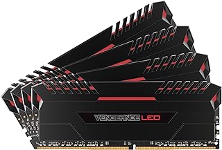 ذاكرة تخزين فينجانس LED لجهاز الكمبيوتر المكتبي من كورسير بسعة 64GB (2 × 8GB) من النوع DDR4 وتردد 2666MHz C16 - لون احمر