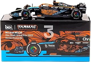 1:64 Scale Diecast Model Car Compatible with McLaren MCL36 F1, #3 Daniel Ricciardo, Abu Dhabi Grand Prix 2022, by IXO Tarmac Works