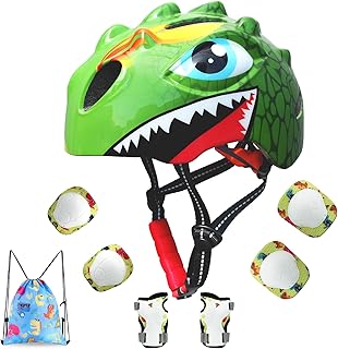 Toddler Helmet Kids Bike Helmet for 3 4 5 6 7 8 Years Old Kids with 3D Dinosaur Design Protective Gear Set and Safety Certified, Toddler Bike Cycling Skating Skateboard Scooter Helmet