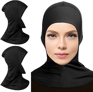 Geyoga Modal Hijab Cap Adjustable Muslim Stretchy Turban Full Cover Shawl Cap Full Neck Coverage for Lady