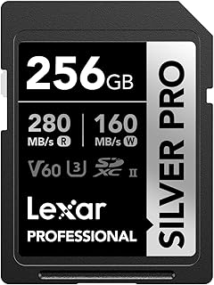 ليكسار بطاقة SD سيلفر برو 256GB، UHS-II SD، V60، U3، C10، قراءة حتى 280 ميجابايت/ثانية، كتابة 160 ميجابايت/ثانية، بطاقة SDXC لكاميرا DSLR/الكاميرا/مصور فيديو/المتحمسين (LSDSIPR256G-BNNAA)