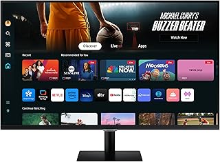 سامسونج شاشة ذكية 32 انش من سلسلة M7 (M70D) بدقة 4K UHD مع تلفزيون بث ومكبرات صوت وHDR10 ومنفذ USB-C ومنافذ متعددة وموزع العاب وجهاز تحكم عن بعد بالخلايا الشمسية وادوات وصول الرؤية LS32DM702UNXGO