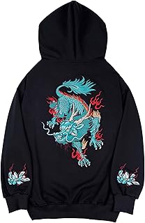 Niepce Inc Streetwear Men's Dragon Embroidered Heavyweight Graphic Hoodies