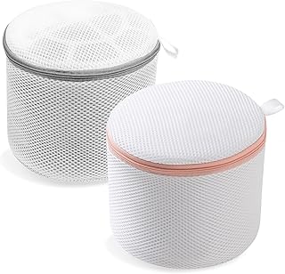 2 Packs Mesh Bra Bags, Underwear Laundry Bags with Premium Zipper for Washing Machine for Lingerie (Pink,grey)