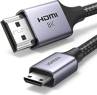 يوجرين كيبل ميني HDMI الى HDMI 2.1 8K 4K 1440P عند 240/144/120Hz 48Gbps فائق السرعة eARC دولبي فيجن HDR الرصاص متوافق مع كاميرا DSLR راسبيري باي كابتشر كارد لاب توب شاشة تلفزيون بلاي ستيشن 5 (2 متر)