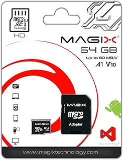 ماجيكس بطاقة microSD سعة 64GB فئة 10 V10 U1، سرعة قراءة تصل إلى 80 ميجابايت/ثانية، سلسلة HD (محول SD متضمن)