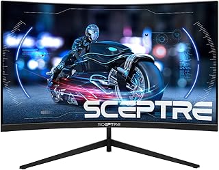 سكيبتر شاشة العاب LED منحنية 24 انش R1200 HDMI ديسبلاي بورت 165Hz 144Hz فري سينك جي مكبر صوت مدمج بدون حواف اسود 2021 C248B-1858RN 1920 x 1080