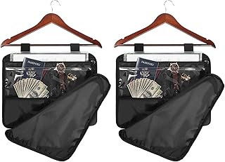 2Pack Hanger Diversion Safe Bag Hidden Storage with Zipper, Jewelry Safe for Money Cash, Secret Safe Under Clothes with Hidden Compartment for Home or Travel Safe BLACK