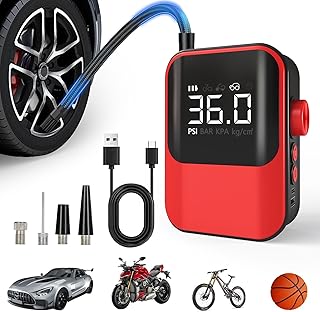 VEIYIE Cordless Tire Inflator Portable Air Compressor, Air Pump with Digital Tire Pressure Gauge, Wireless Fast Inflation for Car Tires, Motorcycle, Bicycle, Electric Bike Pump, Ball