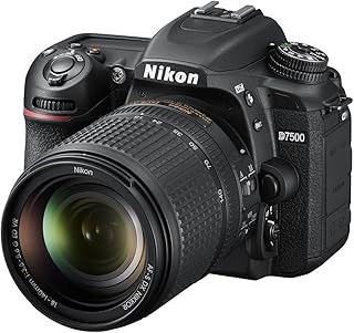 نيكون D7500 مع عدسة في ار f/3.5-5.6G ED - كاميرا اس ال ار، 18-140 ملم لون اسود