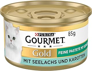 جورميه طعام القطط الرطب جورميه Gold Fine Pate مع الخضروات مع بولوك وجزر من بيورينا، عبوة من 12 قطعة (12 × 85 غرام)