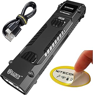 نايت كور مصباح يدوي تكتيكي EDC29 اي دي سي، 6500 لومن USB نوع سي قابل لاعادة الشحن بتصميم مسطح ورفيع مع اضاءة كاشفة واوضاع ستروب وملصق عرض رقمي