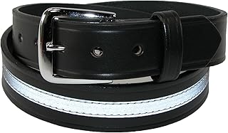 Boston Leather Men's Leather Work Belt with Reflective Safety Stripe