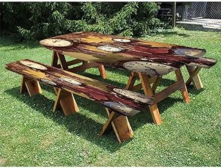 Fall 72" Polyester Picnic Table and Bench Fitted Tablecloth, for Christmas, parties, picnics, 28 x 72 Inch Multicolor