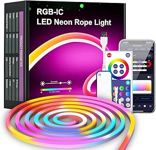 شريط إضاءة LED ذكي يعمل بالواي فاي بطول 3 متر بألوان RGBIC متزامنة مع الموسيقى جهاز تحكم عن بعد وتطبيق وإعداد موقت، متوافق أليكسا وجوجل هوم لتزيين الحفلات المنزلية، من بونيكزي، 3.0، متعدد الألوان