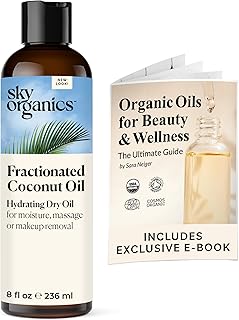 زيت جوز الهند المجزأ من Sky Organics (8 أونصة) زيت جوز الهند الطبيعي المجزأ زيت MCT المرطب زيت جوز الهند الناقل زيت الجسم مزيل ماكياج جوز الهند زيت جوز الهند لبشرة الشعر DIY خالٍ من العطور، 8.0 Fl Oz