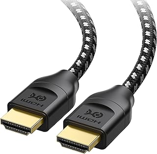 كيبل ماترز [معتمد من HDMI فائق السرعة] كيبل HDMI مضفر 48Gbps 8K 6.6 قدم/ 2 متر مع 8K@60Hz و4K @240Hz ودعم HDR لبلاي ستيشن 5 واكس بوكس سلسلة X/S وRTX3080 / 3090 وتلفزيون ابل والمزيد باللون الاسود