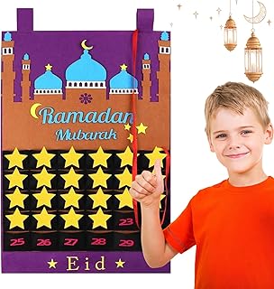 تقويم قدوم رمضان 2024 للاطفال من ياكيتير - 30 يوما لعيد مبارك، تقويم العد التنازلي المعلق لهدايا رمضان، حجم كبير، ديكورات رمضان للمنزل