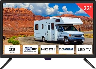 تلفزيون 22 بوصة IPS HD 1080P صغير مع مستقبل فريفيو 12 فولت موالف T2 رقمي مدمج USB مدخلات HDMI/RCA/VGA مناسب لغرفة النوم والكارافان من زوشينغ أسود