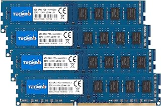 وحدة ذاكرة RAM DDR3 بميقات CL9 وتردد 1333MHZ وسعة 16 عدد 4 × 4GB مقاس PC3-10600 وقدرة 1.5 فولت ورتبة ثنائية 2RX8 غير مدعوم بذاكرة مؤقتة وشفرات اصلاح الاخطاء من تيكميو وبـ 240 سن ونوع UDIMM