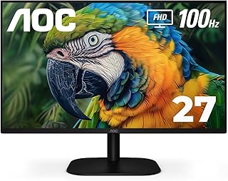 شاشة IPS 27 بوصة بدون إطار من ايه او سي، FHD 1920×1080، معدل تحديث 100Hz، مساحة لون sRGB بنسبة 101% للمنزل والمكتب، مدخل HDMI وVGA، بتقنية تقليل الضوء الأزرق متوافقة مع فيسا بلون أسود، موديل 27B2H2