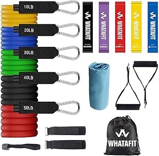 WHATAFIT Resistance Bands, Exercise BandsResistance Bands for Working Out, Work Out Bands with Handles for Men and Women Fitness, Strength Training Home Gym Equipment