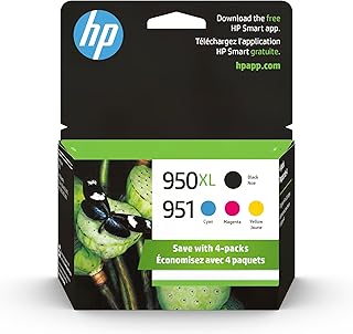 HP خراطيش حبر سوداء عالية الانتاجية 950XL/951، ازرق سيان/ارجواني ماجنتا/اصفر، 4 عبوات (C2P01FN)