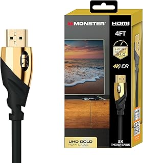 كيبل HDMI UHD من مونستر بطول 6 قدم، يدعم دقة 4 كيه، سرعات 60 هرتز و21 جيجابايت في الثانية، متوافق مع تلفزيونات OLED وQLED