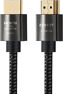 كيبل HDMI اكس-تك فائق السرعة 48Gbps من زيسكيت 6.5 اقدام 8K بتردد 60Hz و4K 120/144Hz تقنية اي ايه ار سي وHDR واتش دي بي 2.2 2.3 لدولبي فيجن وابل تي في 4K وروكو وسوني LG سامسونج RTX 3080