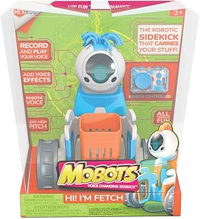 HEXBUG MOBots Fetch - مجموعة أدوات تسجيل التحكم عن بعد وروبوت يتحدث مع أضواء المحرك والصوت - ألعاب تعليمية تفاعلية ذكية للأطفال - أعمار 3 سنوات فما فوق - البطاريات متضمنة (قد تختلف الألوان والأنماط)