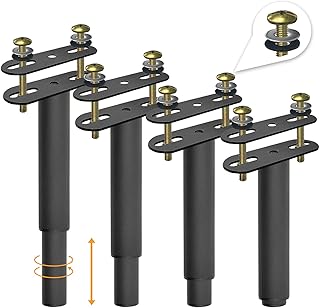 4 قطع من ارجل دعم اطار السرير المعدنية القابلة للتعديل من نوفامير، شرائح مركزية للاطار الثقيلة، ارجل ستيل متينة للغاية، لسرير كينج والاريكة والطاولة وخزانة الاثاث (7.1 انش - 13 انش)