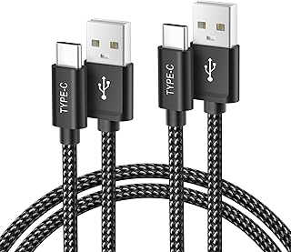 كيبل شحن USB نوع C بطول 6.6 قدم، سلك طاقة شحن نايلون لنيو فاير HD 10 9th 2019 HD 8 الجيل العاشر 2020، سامسونج جالاكسي A10E S10 S20 20 بلس الترا، S21 21، LG V60 V50 G8 Thinq، Moto Z3 G7 (