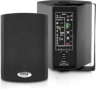 Pyle 6.5'' Wireless BT Streaming Speakers - Pro-Active, Wall Mountable, 100W MAX w/ 2-Way Full Range Stereo Sound Reproduction, Built-in Digital Sound Amplifier, Pair, Elegant Black Color - PDWR69BTB