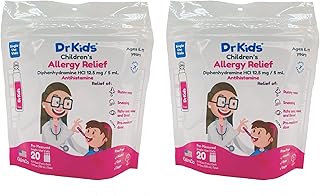 DrKids Children’s Allergy Relief Medicine with Diphenhydramine, Pre-Measured Single-Use Vials, 20 Count (Pack of 2)