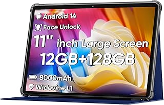 تابلت اندرويد 14 الاحدث 2024 من كولور روم، 11 انش، 12GB+128GB + 512GB مكبرات صوت ستيريو مزدوجة، معالج ثماني النواة 2.0GHz بطارية كبيرة 8000mAh، واي فاي 6، بلوتوث 5.0، شاشة لمس (ازرق)