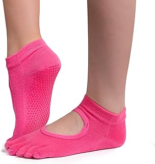 Pilates Socks, Yoga Socks with Grips for Women, Non-Slip Slipper, Close Toe Sock Rose, 37-42 EU