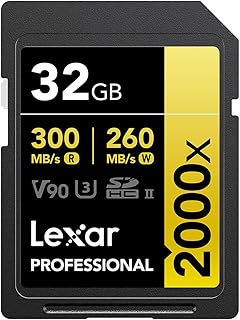 ليكسار بطاقة SDHC UHS-II احترافية 2000 × 32 جيجابايت، قراءة تصل إلى 300 ميجابايت/ثانية (LSD2000032G-BNNNU)