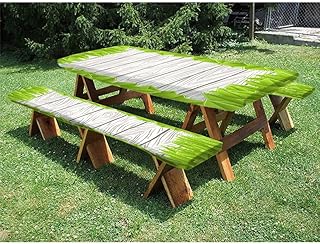 Wooden grey wall green leave 72" Polyester Picnic Table and Bench Fitted Tablecloth, for outdoor, park, terrace, 28 x 72 Inch