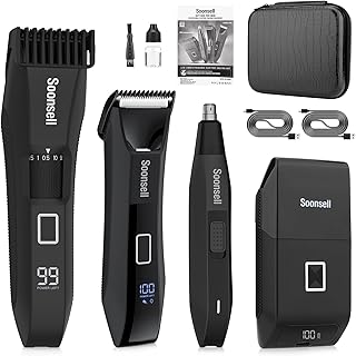 Beard Trimmer + Body & Groin Hair Trimmer + Foil Shaver + Nose & Ear Hair Trimmer 4 in 1 Male Care Kit, Manscape Ball Trimmer for Men,