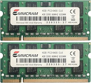 ايمكرام 8GB (2 × 4GB) PC2-6400 DDR2-800 200PIN SoDIMM ذاكرة RAM بدون اي سي سي، ذاكرة نوت بوك غير مخزنة لديل E6400، E6500، انسبيرون 1545، M4400، E5500