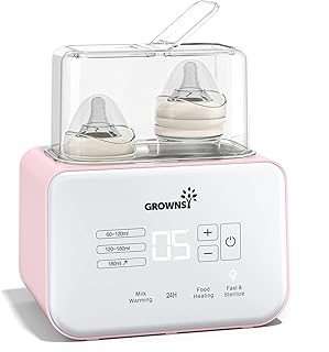 Bottle Warmer, 6-in-1 Bottle Sterilizer for Baby Food and Defrosting, Bpa-Free, with LCD Display, Precise Temperature Control for Breast Milk (Pink)