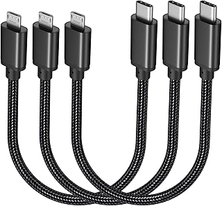 بوفيسون كيبل USB C الى Micro USB، سلك شاحن مضفر من النوع C الى Micro USB، يدعم الشحن والمزامنة متوافق مع ماك بوك (برو)، جالكسي اس 8، اس 9، اس 10، بكسل 3 اكس ال، 2 اكس ال (1 قدم)