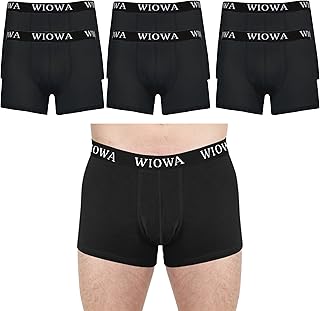 WIOWA Men's Boxer Shorts Pack of 6 - Moisture Wicking Cotton Fabric - With Open Waistband - Breathable and Soft