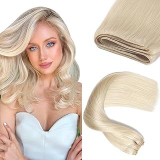 XDhair Weft Hair Extensions Human Hair 22Inch 100g Sew in Hair Extensions Human Hair Platinum Blonde Double Weft Hair Extensions Real Human Hair#60 22inch