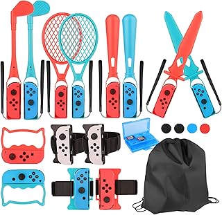 20 in 1 Switch Sports Accessories Kit for Nintendo Switch Sports, Switch Controllers Joy-Con Grips, Family Accessories Bundle Compatible with Nintendo Switch/Nintendo Switch OLED-With Storage Bag