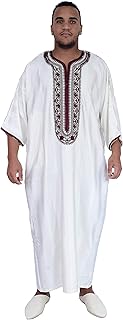 Men Dress Caftan Handmade with Embroidery Tread Long Sleeve Burgundy