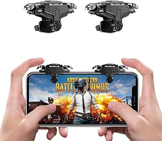 Tazweeq PUBG Mobile Game Controller Trigger Upgrade Version Double Sensitive Aim & Shoot Keys Buttons for Rules of Survival/Knives Out Triggers for All Smartphone-Black